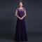 A-Line Beaded Applique Long Purple Chiffon Prom Evening Formal Dresses ED011289