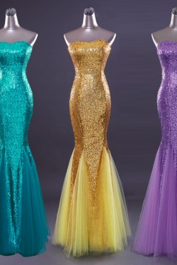Trumpet/Mermaid Sequins Long Prom Evening Formal Dresses ED011290
