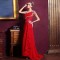 One-Shoulder Beaded Long Red Chiffon Prom Evening Formal Dresses ED011291