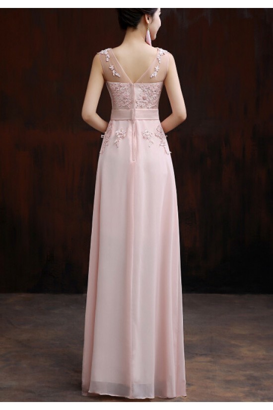 A-Line Beaded Applique Long Pink Chiffon Prom Evening Formal Dresses ED011292 A-Line Beaded Applique Long Pink Chiffon Prom Evening Formal Dresses ED011292