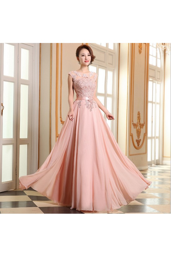 A-Line Beaded Applique Long Pink Chiffon Prom Evening Formal Dresses ED011292 A-Line Beaded Applique Long Pink Chiffon Prom Evening Formal Dresses ED011292