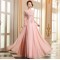 A-Line Beaded Applique Long Pink Chiffon Prom Evening Formal Dresses ED011292