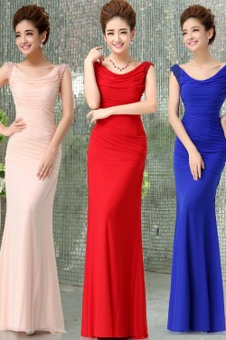 Trumpet/Mermaid Beaded Long Prom Evening Formal Dresses ED011294