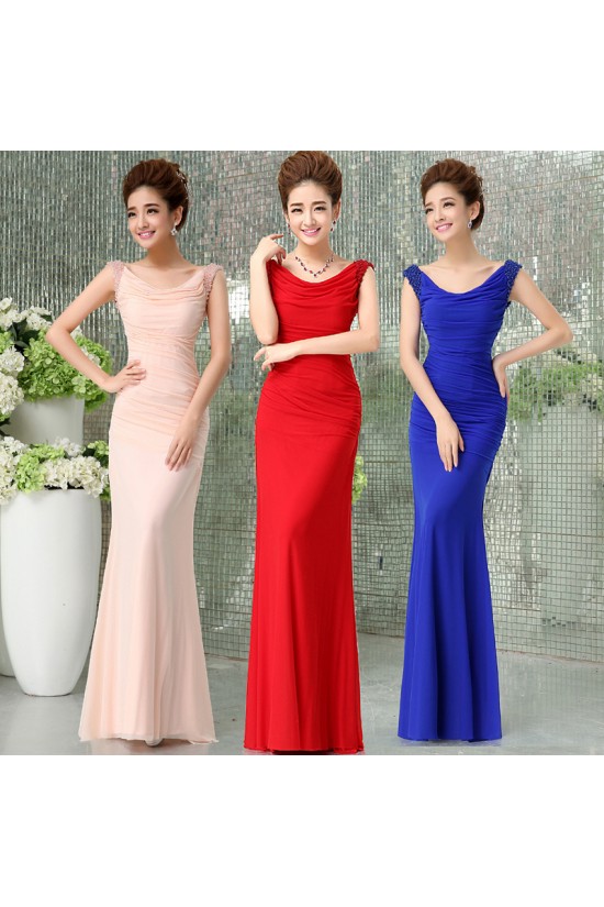 Trumpet/Mermaid Beaded Long Prom Evening Formal Dresses ED011294
