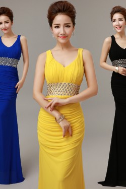 Trumpet/Mermaid Beaded Long Prom Evening Formal Dresses ED011295
