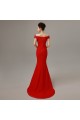 Trumpet/Mermaid Off-the-Shoulder Long Red Lace Prom Evening Formal Dresses ED011297