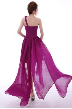 High Low One-Shoulder Short Purple Chiffon Prom Evening Formal Dresses ED011298