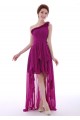 High Low One-Shoulder Short Purple Chiffon Prom Evening Formal Dresses ED011298