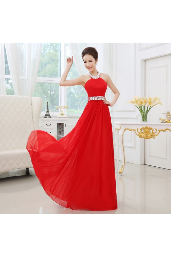 A-Line Halter Beaded Long Red Chiffon Prom Evening Formal Dresses ED011301 A-Line Halter Beaded Long Red Chiffon Prom Evening Formal Dresses ED011301