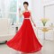 A-Line Halter Beaded Long Red Chiffon Prom Evening Formal Dresses ED011301