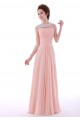 A-Line Beaded Long Pink Chiffon Prom Evening Formal Dresses ED011302