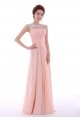 A-Line Beaded Long Pink Chiffon Prom Evening Formal Dresses ED011302