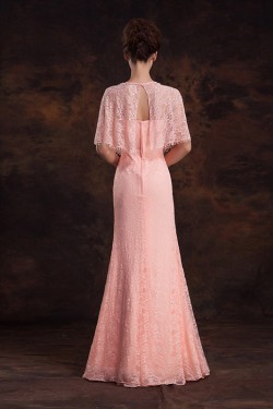 Elegant Long Pink Lace Beaded Prom Evening Formal Dresses ED011303