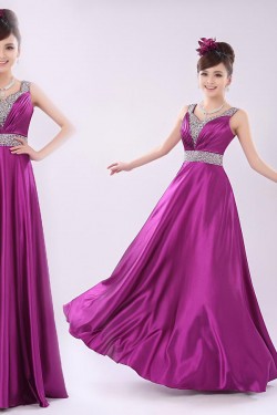 A-Line Beaded Long Prom Evening Formal Dresses ED011304