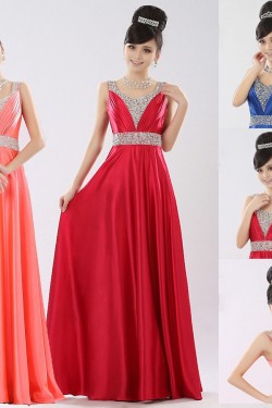 A-Line Beaded Long Prom Evening Formal Dresses ED011304