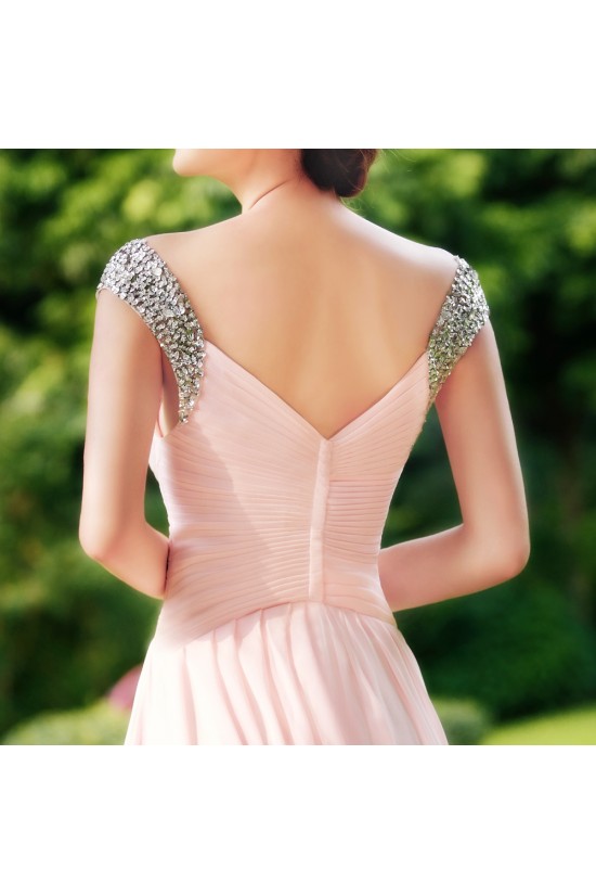 A-Line Beaded Long Pink Chiffon Prom Evening Formal Dresses ED011305 A-Line Beaded Long Pink Chiffon Prom Evening Formal Dresses ED011305