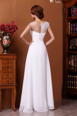 A-Line Beaded Long White Prom Evening Formal Dresses ED011306