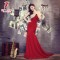 Elegant One-Shoulder Beaded Long Red Chiffon Prom Evening Formal Dresses ED011307