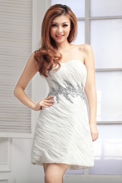 Beaded Short White Prom Evening Formal Dresses ED011308