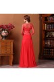 A-Line V-Neck 3/4 Sleeve Long Red Prom Evening Formal Dresses ED011313