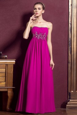 Empire Strapless Beaded Long Chiffon Prom Evening Maternity Evening Dresses ED011317