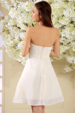 A-Line Strapless Beaded Short Chiffon Prom Evening Formal Dresses ED011318