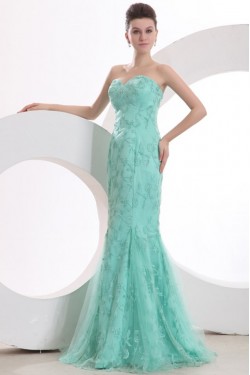 Trumpet/Mermaid Long Blue Prom Evening Formal Party Dresses ED010132