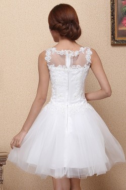 A-Line Bateau Short White Prom Evening Formal Dresses ED011320