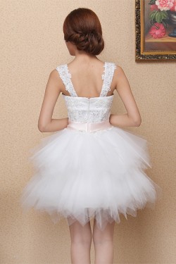 Short/Mini Straps Beaded White Prom Evening Formal Dresses ED011321