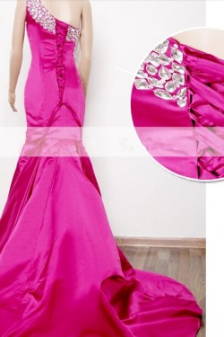 Trumpet/Mermaid One-Shoulder Beaded Long Prom Evening Formal Dresses ED011324