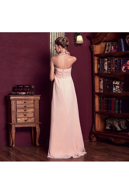 Empire Halter Beaded Long Pink Chiffon Prom Evening Maternity Evening Dresses ED011327 Empire Halter Beaded Long Pink Chiffon Prom Evening Maternity Evening Dresses ED011327