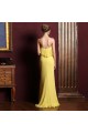 Trumpet/Mermaid Halter Beaded Long Yellow Chiffon Prom Evening Formal Dresses ED011328