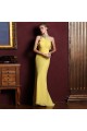 Trumpet/Mermaid Halter Beaded Long Yellow Chiffon Prom Evening Formal Dresses ED011328