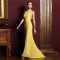 Trumpet/Mermaid Halter Beaded Long Yellow Chiffon Prom Evening Formal Dresses ED011328