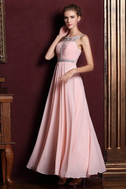 A-Line Beaded Long Chiffon Prom Evening Formal Dresses ED011329
