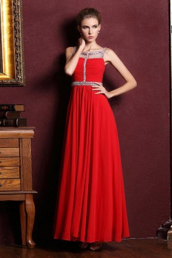 A-Line Beaded Long Chiffon Prom Evening Formal Dresses ED011329