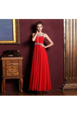A-Line Beaded Long Chiffon Prom Evening Formal Dresses ED011329