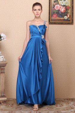 A-Line One-Shoulder Beaded Long Prom Evening Formal Dresses ED011330