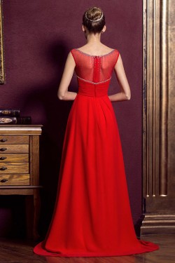 Empire Beaded Long Red Chiffon Prom Evening Maternity Evening Dresses ED011331