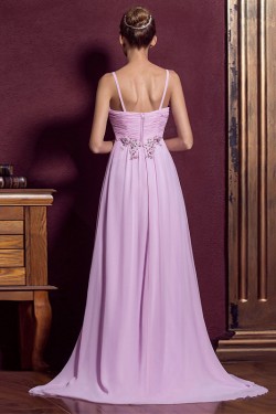 Empire Spaghetti Strap Beaded Long Chiffon Prom Evening Formal Dresses ED011333