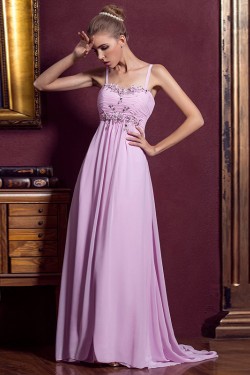 Empire Spaghetti Strap Beaded Long Chiffon Prom Evening Formal Dresses ED011333