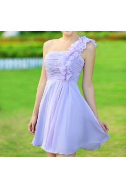 A-Line One-Shoulder Short Chiffon Prom Evening Bridesmaid Dresses ED011334