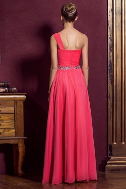 A-Line One-Shoulder Beaded Long Prom Evening Formal Dresses ED011335