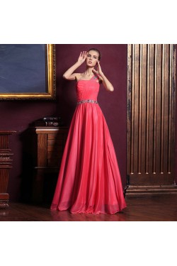 A-Line One-Shoulder Beaded Long Prom Evening Formal Dresses ED011335