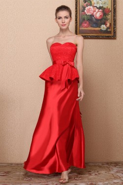 Trumpet/Mermaid Sweetheart Lace and Satin Long Red Prom Evening Formal Dresses ED011336