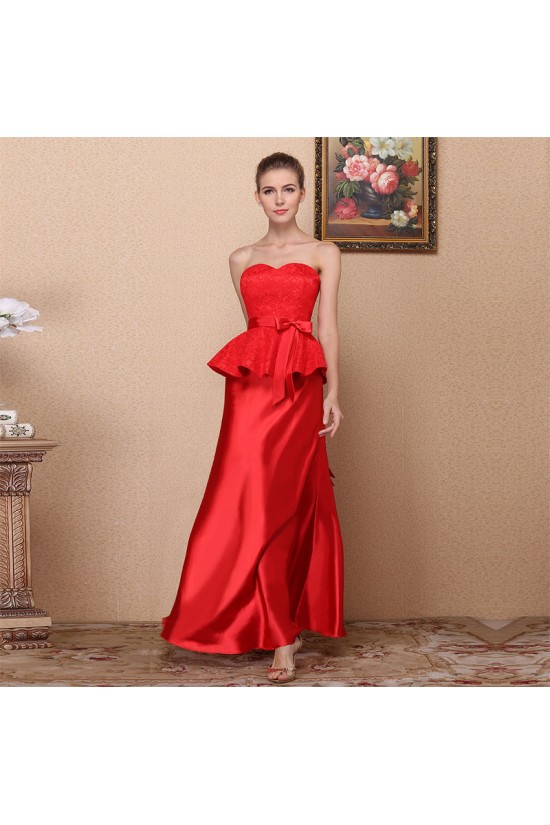 Trumpet/Mermaid Sweetheart Lace and Satin Long Red Prom Evening Formal Dresses ED011336