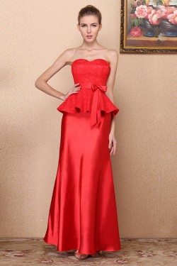 Trumpet/Mermaid Sweetheart Lace and Satin Long Red Prom Evening Formal Dresses ED011336