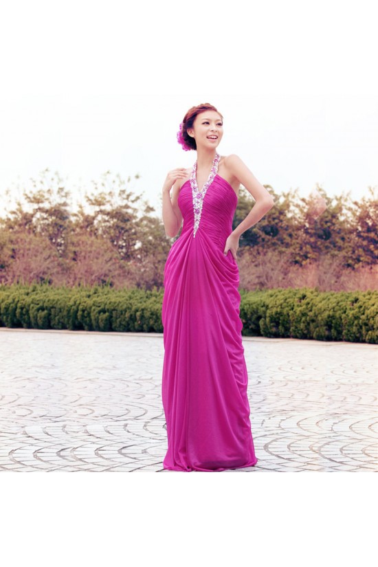 Sheath/Column Halter Beaded Long Chiffon Prom Evening Formal Dresses ED011337 Sheath/Column Halter Beaded Long Chiffon Prom Evening Formal Dresses ED011337