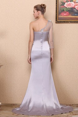 Trumpet/Mermaid One-Shoulder-Sleeve Beaded Long Prom Evening Formal Dresses ED011343