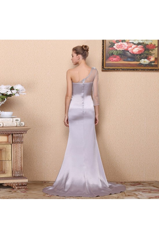 Trumpet/Mermaid One-Shoulder-Sleeve Beaded Long Prom Evening Formal Dresses ED011343